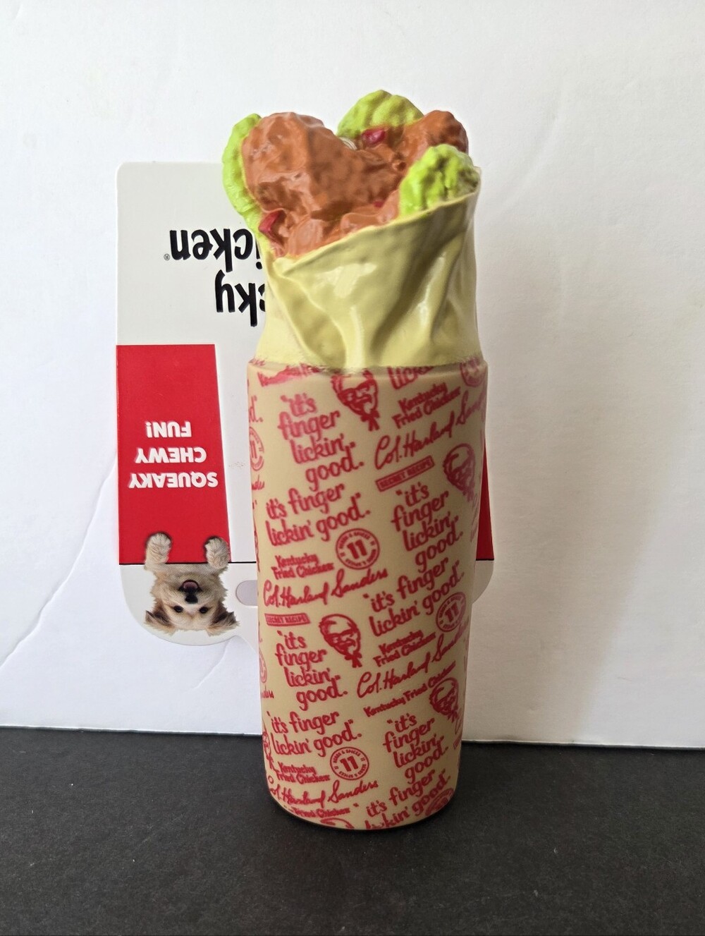 KFC Kentucky Fried Chicken Mini Wrap Dog Toy Squeaky Vinyl Pet Toy NEW